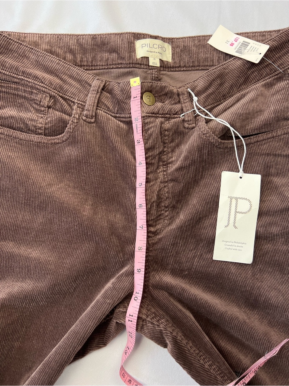 Pilcro The Yaya High Rise Flare Kick Corduroy Pants - Ankle Brown NEW - Size 31 - Picture 4 of 9
